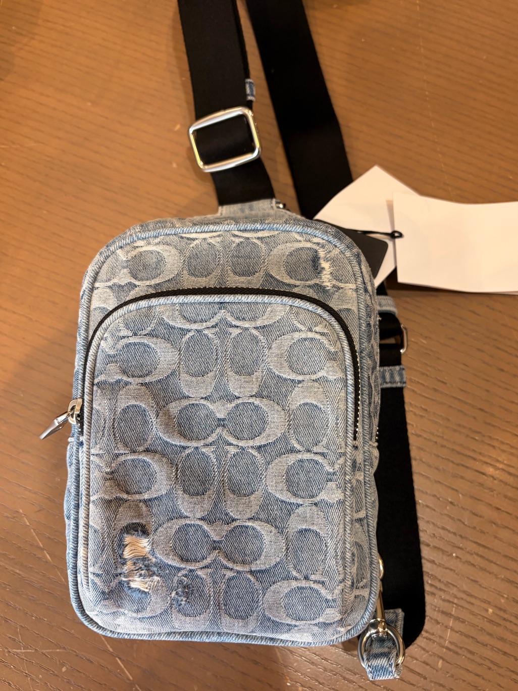Coach Unisex Messenger Shoulder Bag In Light Blue Denim Signature C Pattern